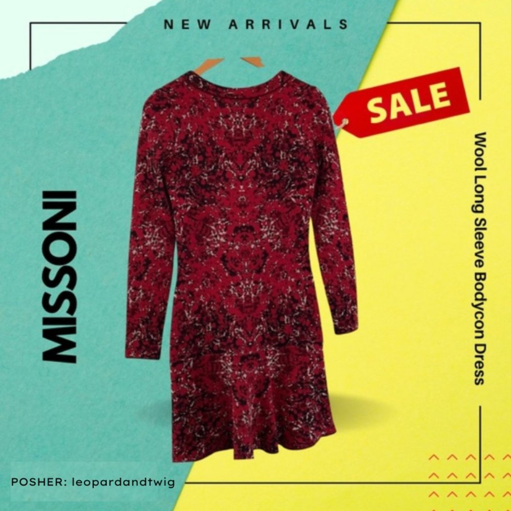 MISSONI wool long sleeve bodycon dress
